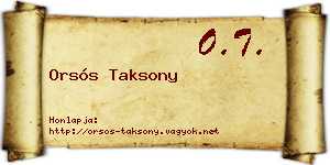Orsós Taksony névjegykártya